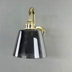 Old School Electric Tapered Smoked Glass Wall Light : Swan Arm