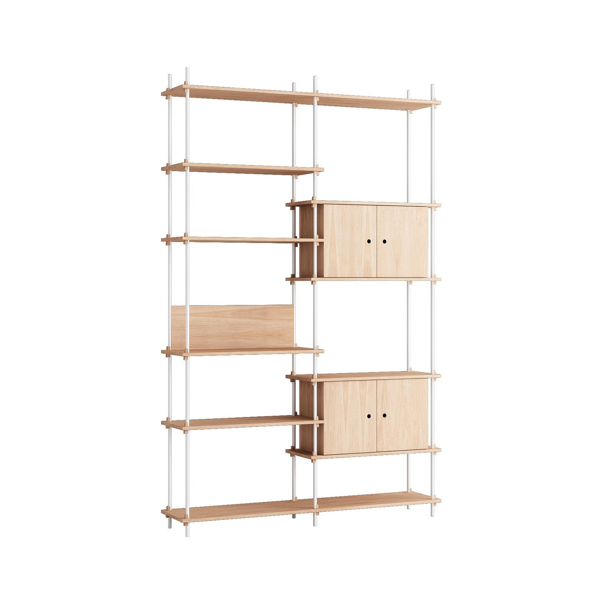 MOEBE Double Shelving System with 2 Cabinets and L Shelf