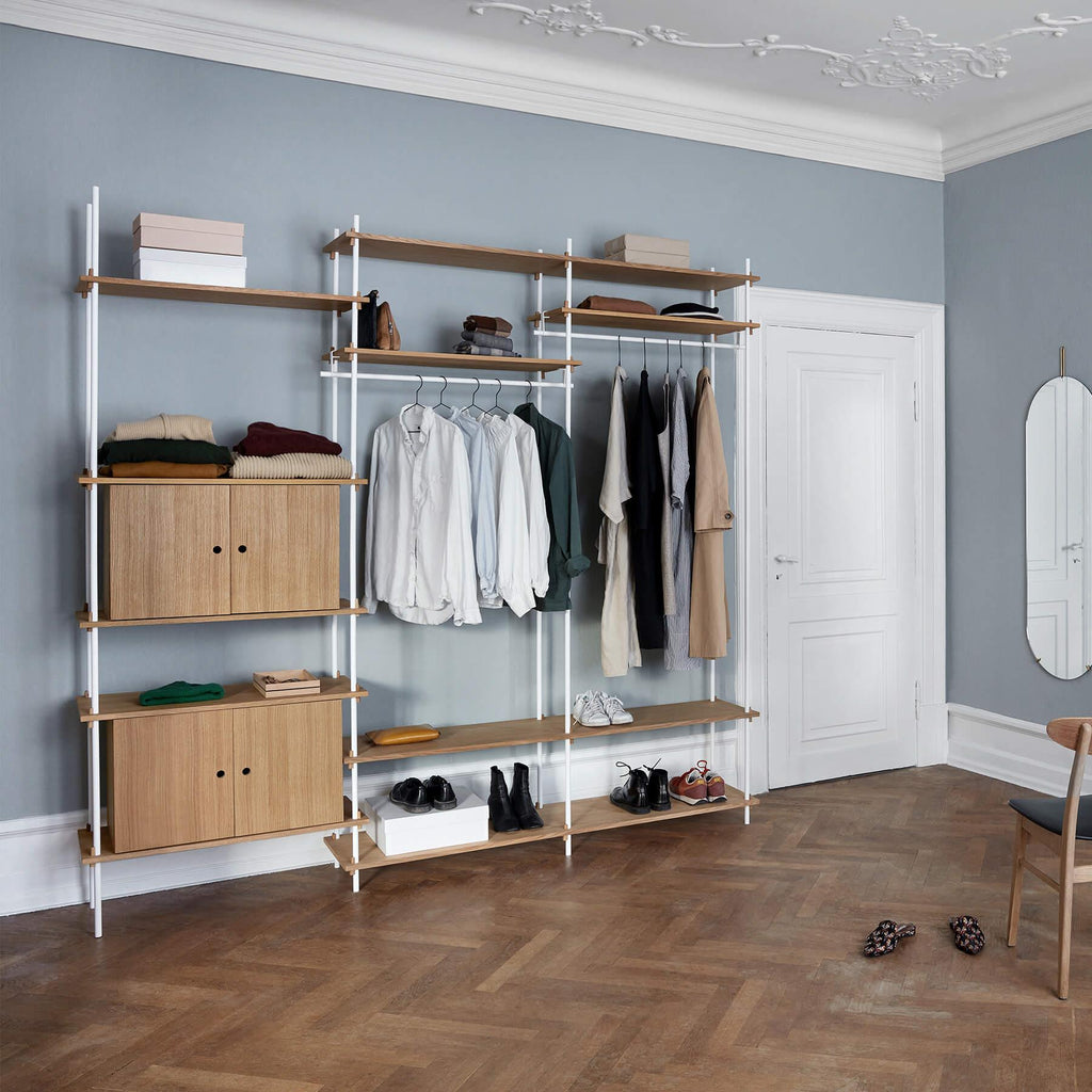 MOEBE Triple Shelving System, 2 Cabinets, 2 Open Clothes Rails