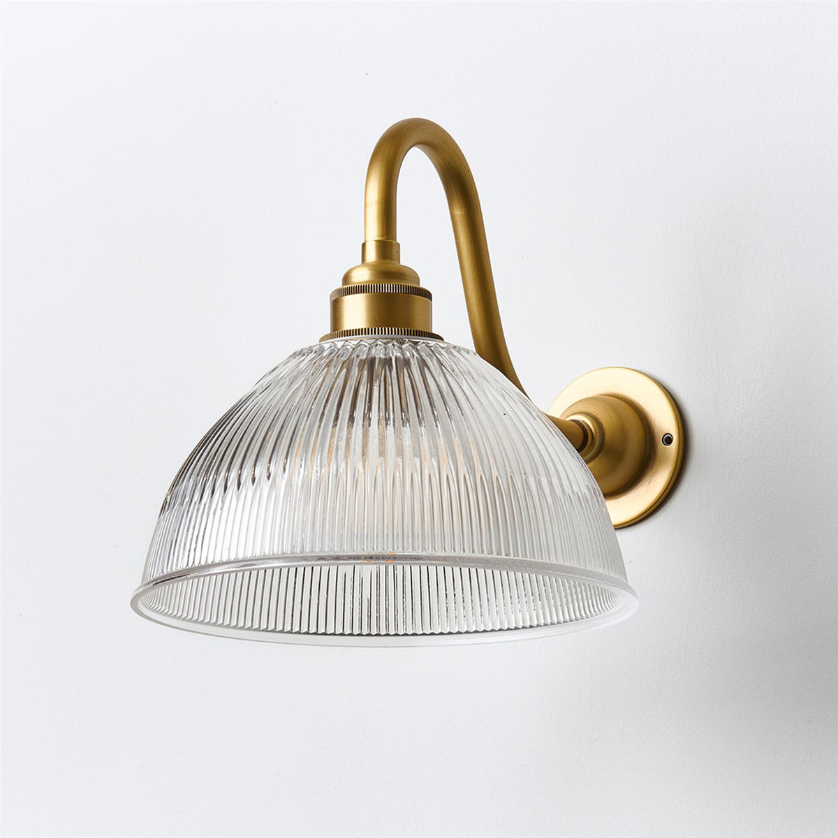 Old School Electric Prismatic Dome Wall Light : Swan Arm : Bathroom Version