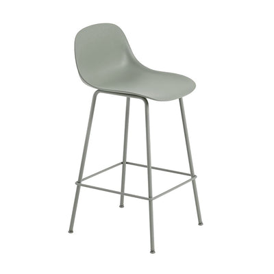 Ex-Display Muuto Fiber Bar Stool - Tube Base - Bar Stool with Backrest, Dusty Green **STORE COLLECTION**