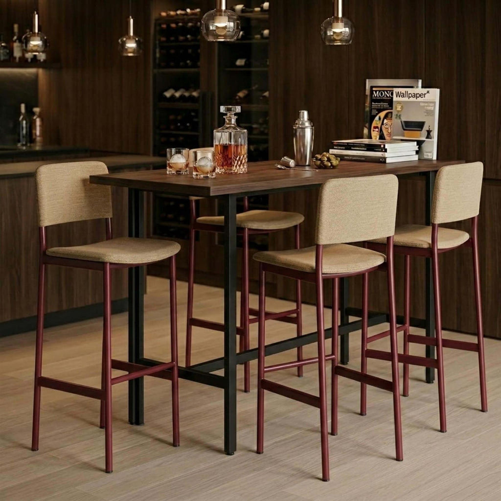 Fredericia Plan Bar Stool with Metal Legs, Fully Upholstered