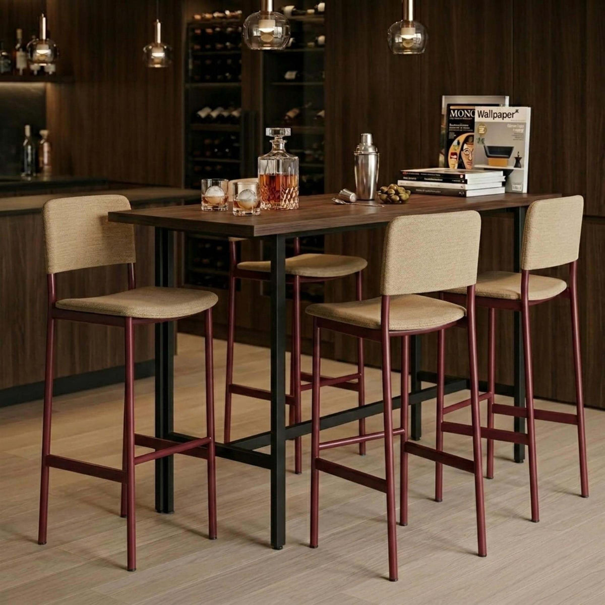 Fredericia Plan Bar Stool with Metal Legs, Fully Upholstered
