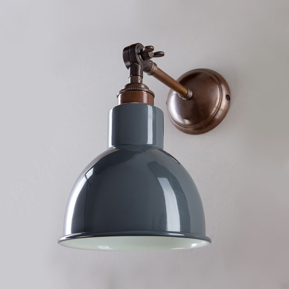 Old School Electric Churchill Wall Light : Adjustable Arm : Coloured Shades