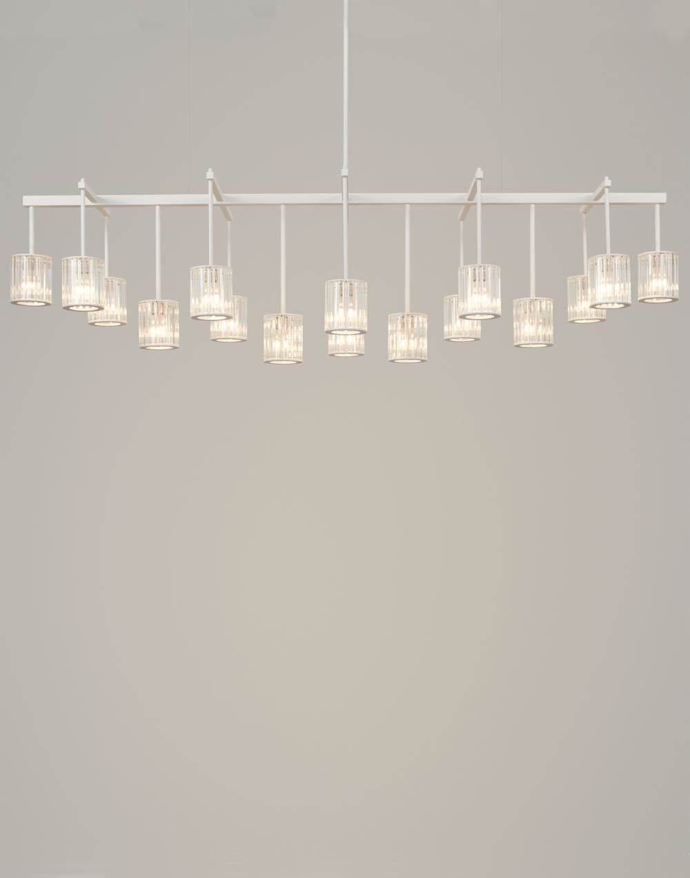 Tom Kirk Lighting Flute Beam Chandelier with a Powder Coated Ral Colour
