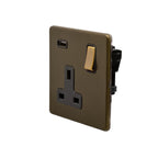 Soho Lighting Eton Collection Bronze 13A 1 Gang DP Socket with USB-A