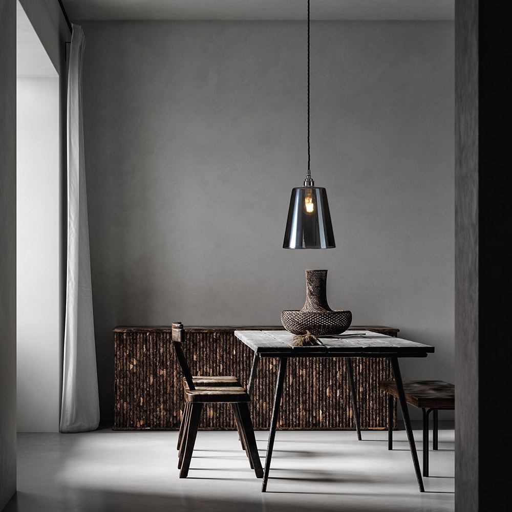 Outlet Old School Electric Tapered Blown Pendant Light : Smoked
