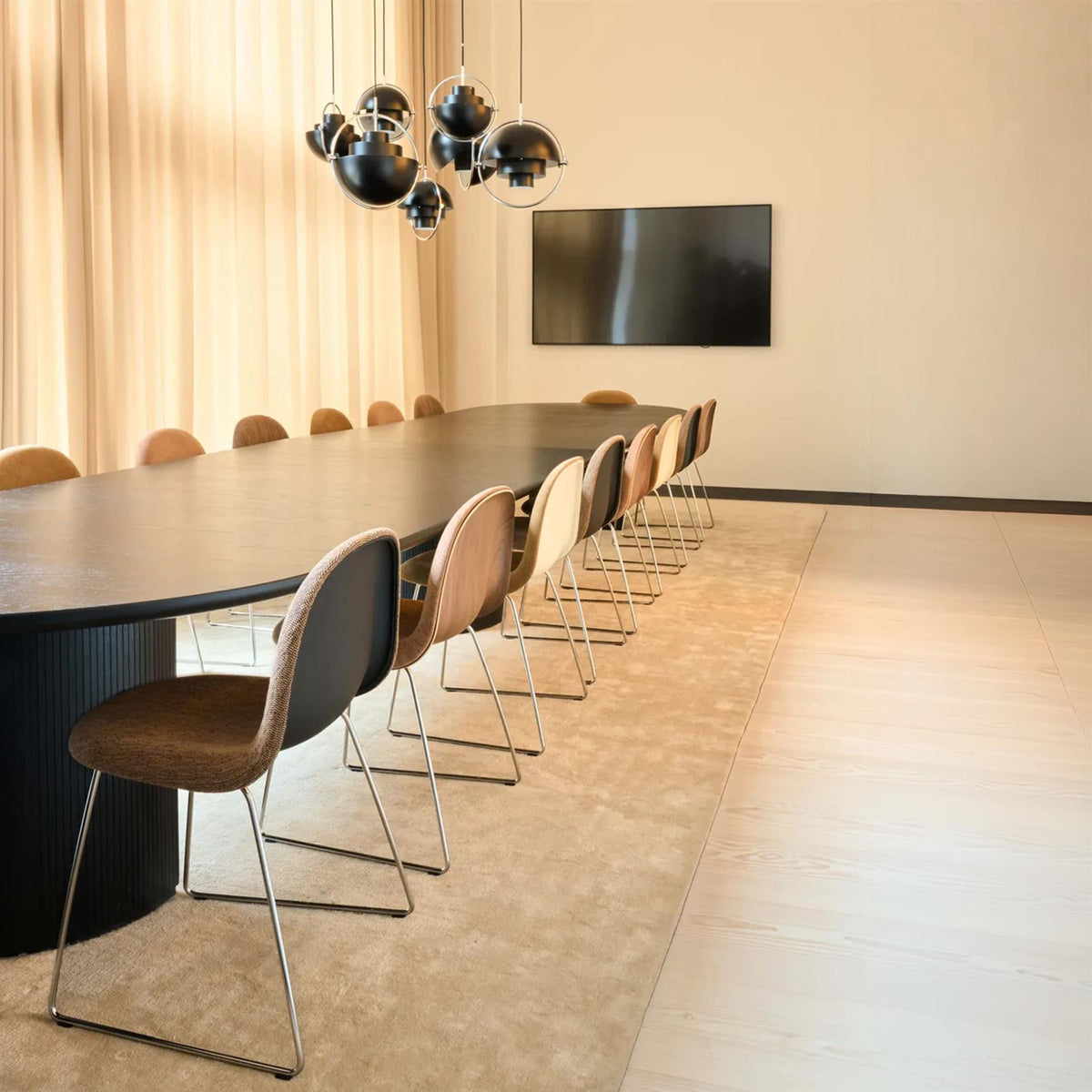 GUBI 3D Dining Chair, Fully Upholstered with Sledge Base