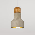 Bentu Qie pendant light - concrete & bamboo