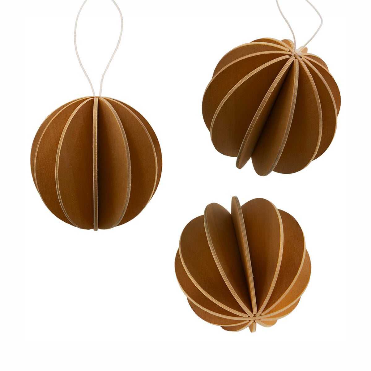 Lovi Wooden Christmas Baubles- Diameter : 8cm, Set of 3