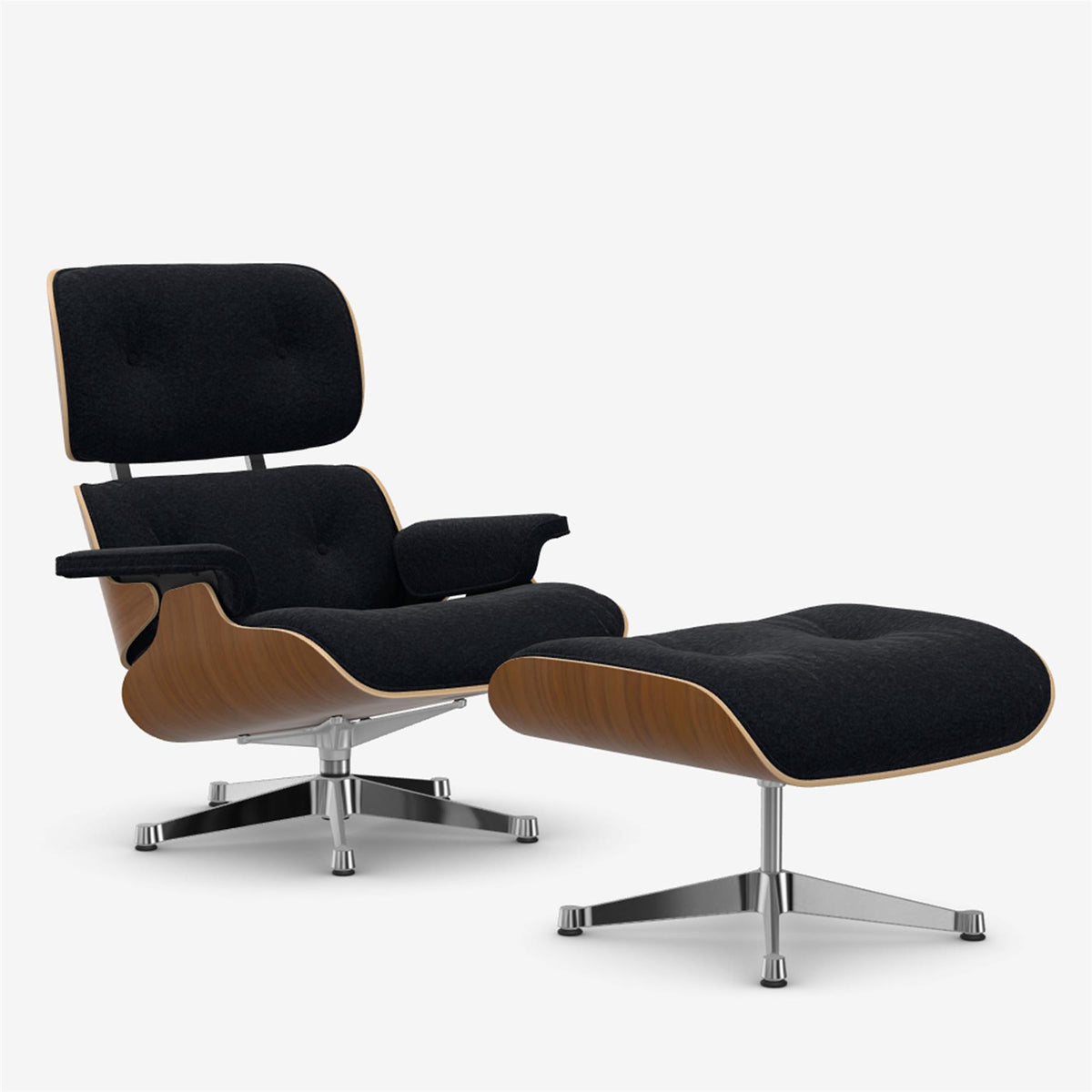 Vitra Eames Contemporary Lounge Chair and Footstool in Natural Walnut