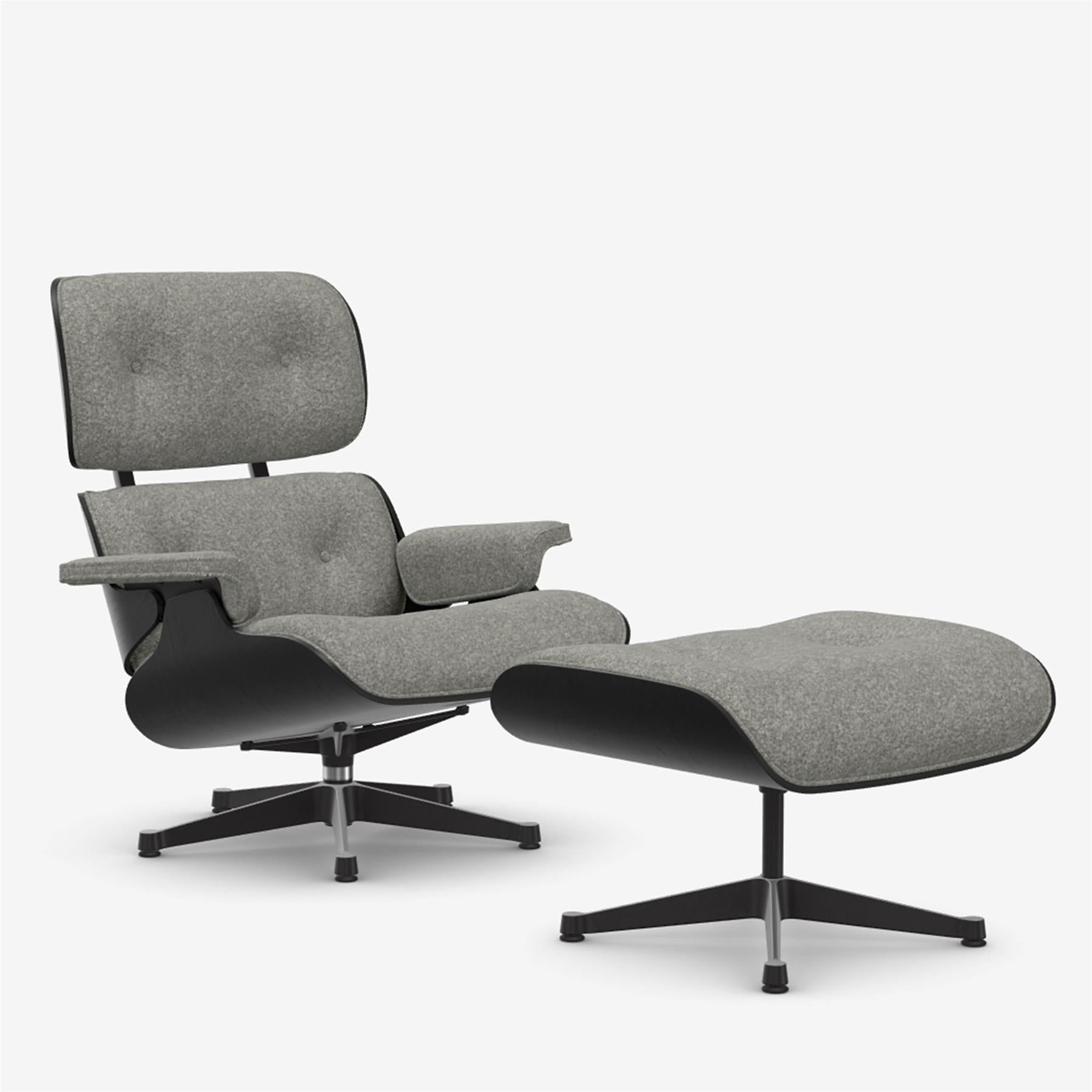 Vitra Eames Contemporary Lounge Chair and Footstool in Black Chestnut
