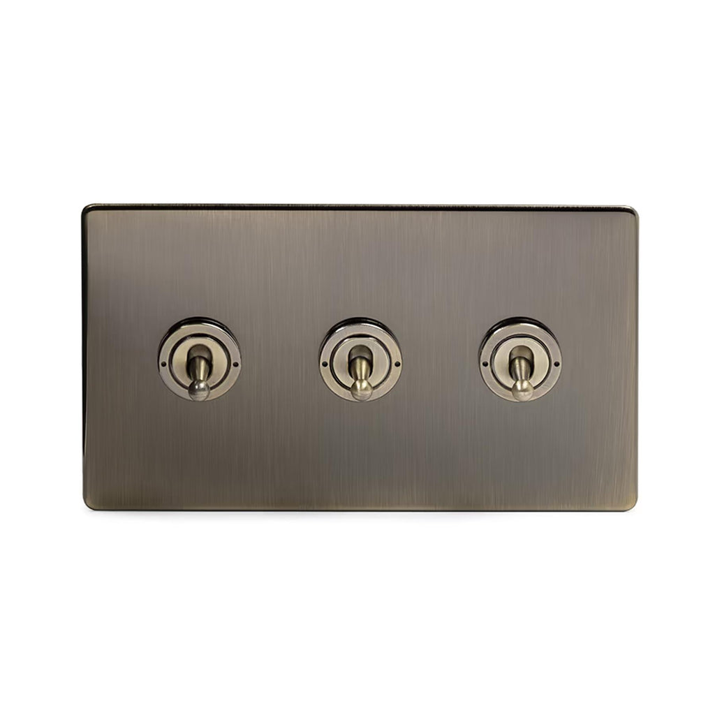Soho Lighting Charterhouse Collection 3 Gang Intermediate Toggle Switch