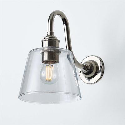 Old School Electric Tapered Wall Light : Swan Arm : Bathroom Version