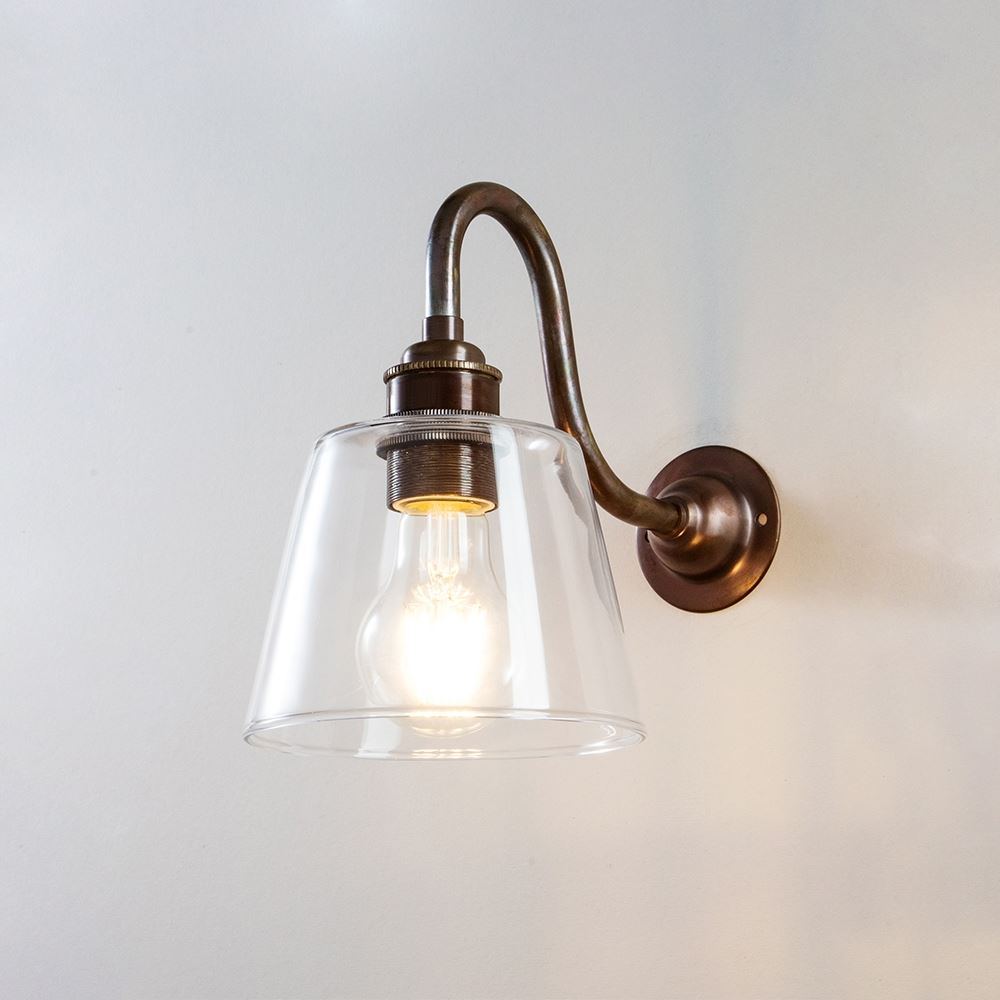 Old School Electric Tapered Blown Wall Light : Swan Arm