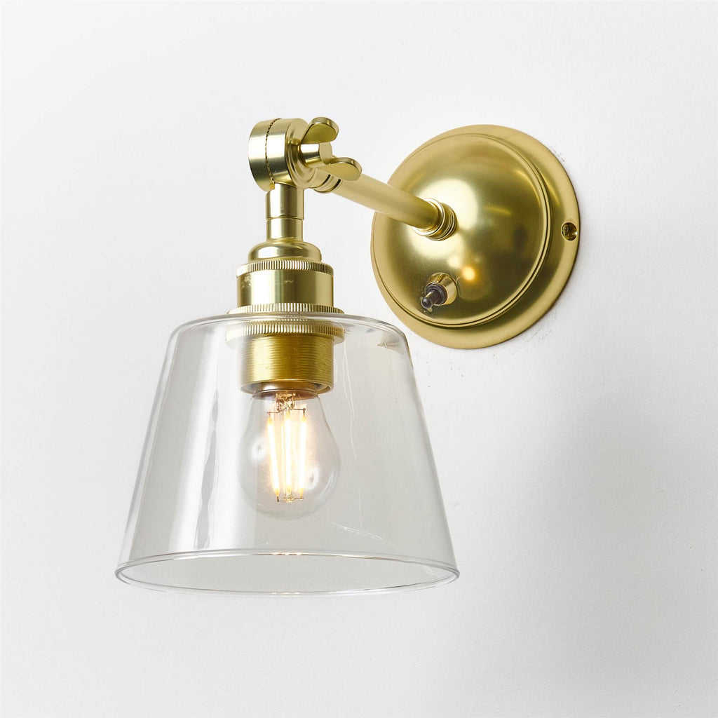 Old School Electric Tapered Blown Wall Light : Adjustable Arm