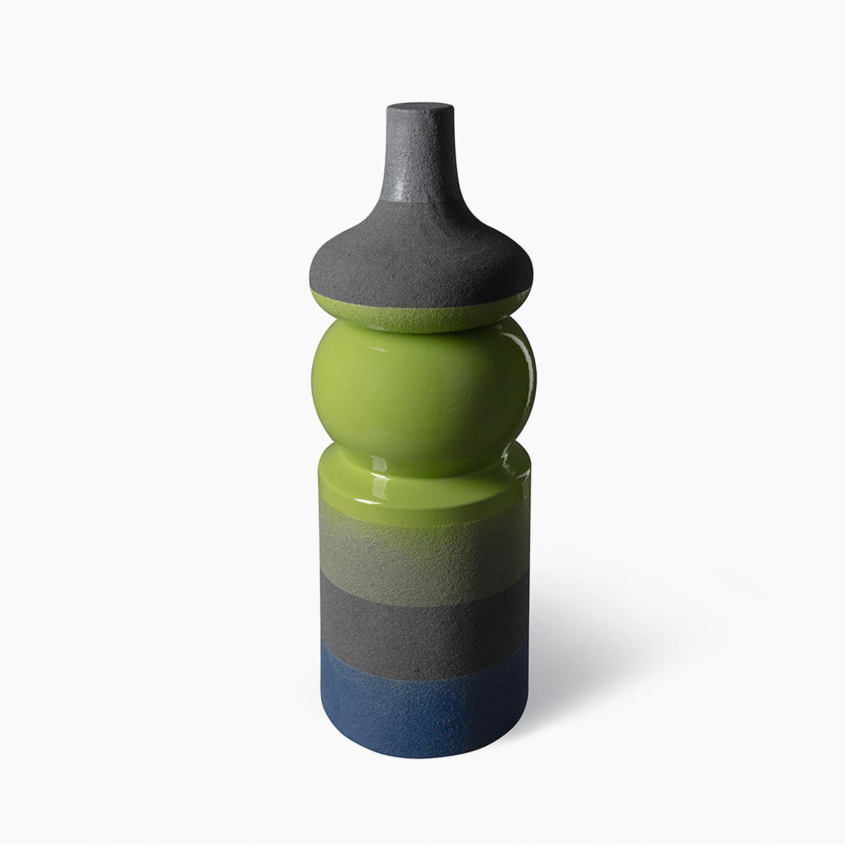 Bitossi Vaso Serie Lava Smalto Verde M. A Fasce