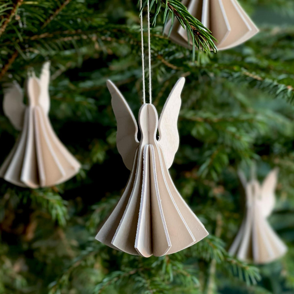 Lovi Wooden Angels Decoration - Height : 9.5cm, Set of 4