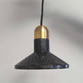 Outlet Bentu Shang Pendant Light - Black Lava Stone with Brass Detail