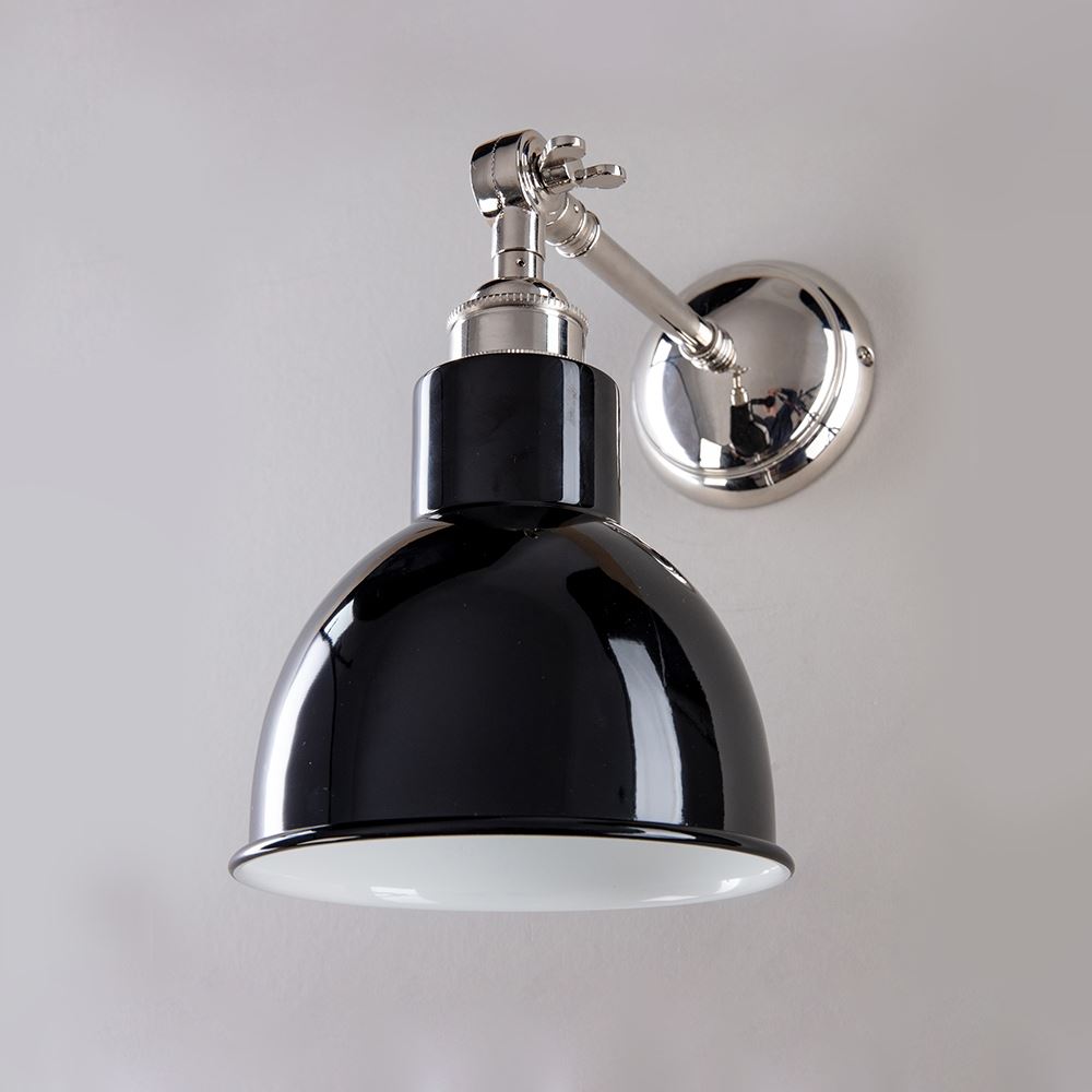 Old School Electric Churchill Wall Light : Adjustable Arm : Coloured Shades