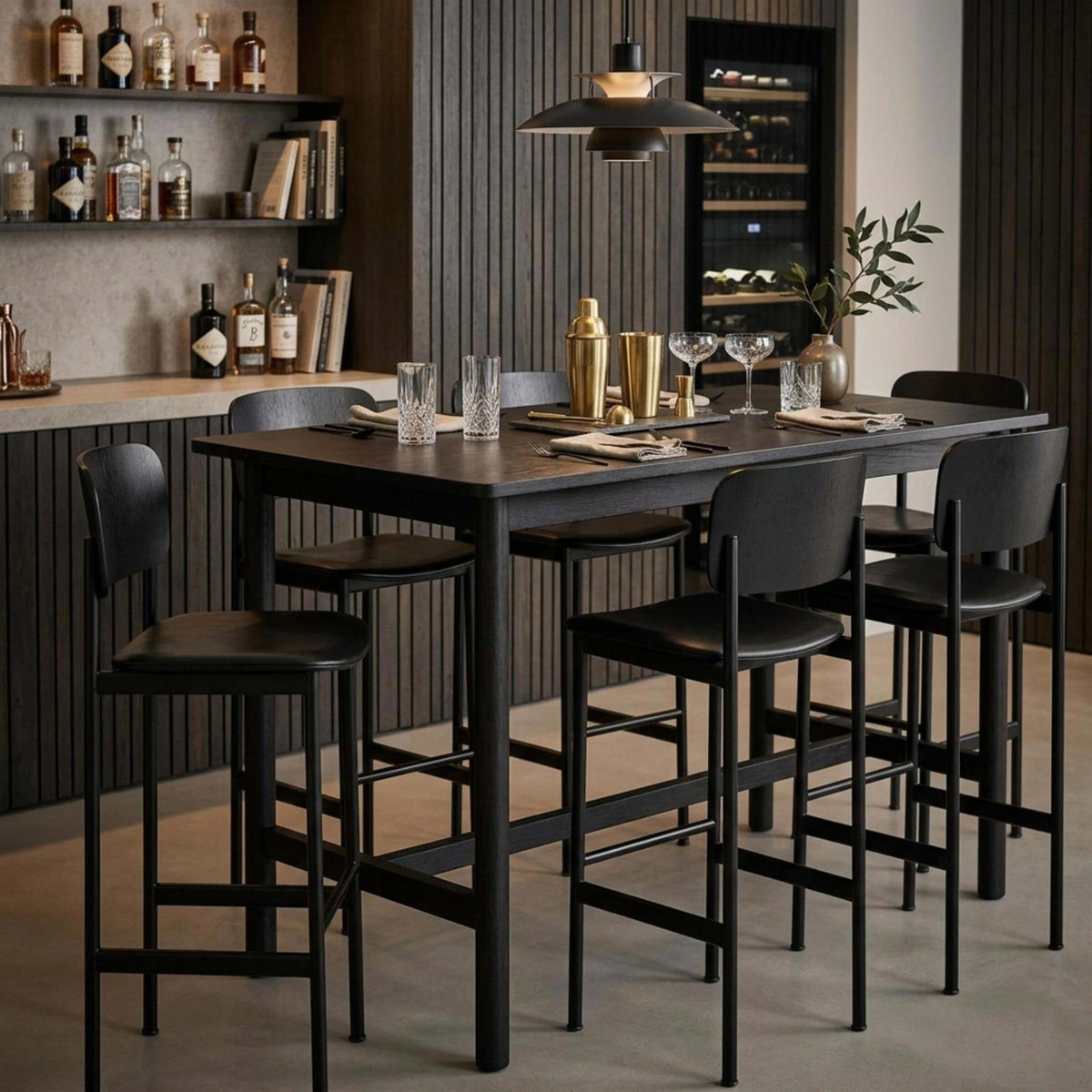 Fredericia Plan Bar Stool with Upholstered Seat
