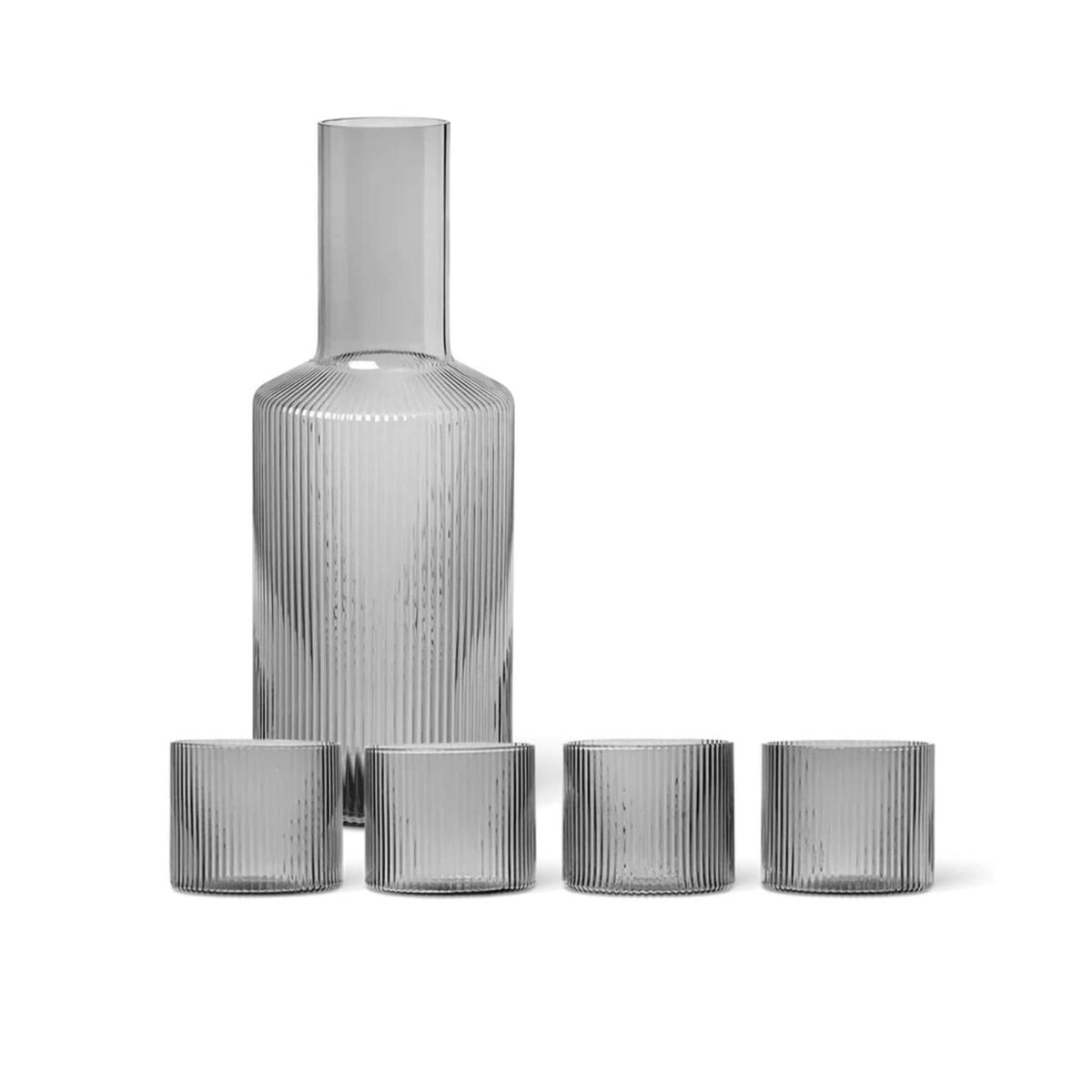 Ferm Living Ripple Low Glasses - Set of 4 & Carafe Gift Set