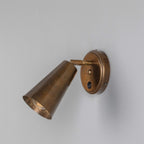 Mullan Lighting Cashel Adjustable Brass Cone Wall Light with Switch
