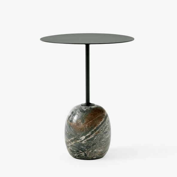 Outlet &Tradition LN9 Lato Oval Side Table - Deep Green Powder Coat, Verdi Alpli Marble