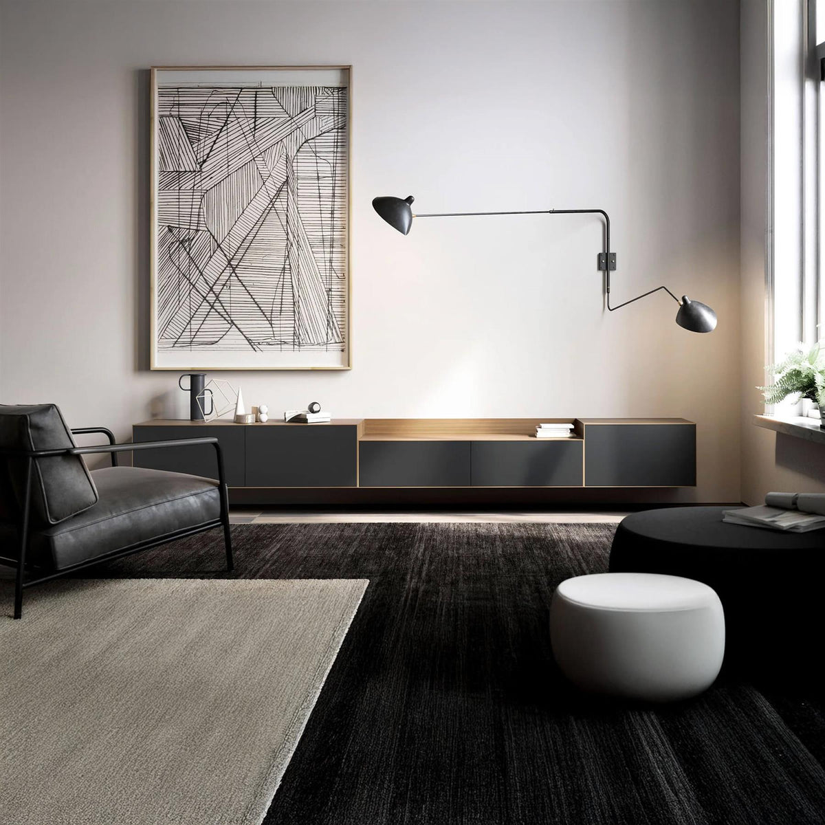 Treku Lauki Wall-Mounted Unit - Walnut & Graphite