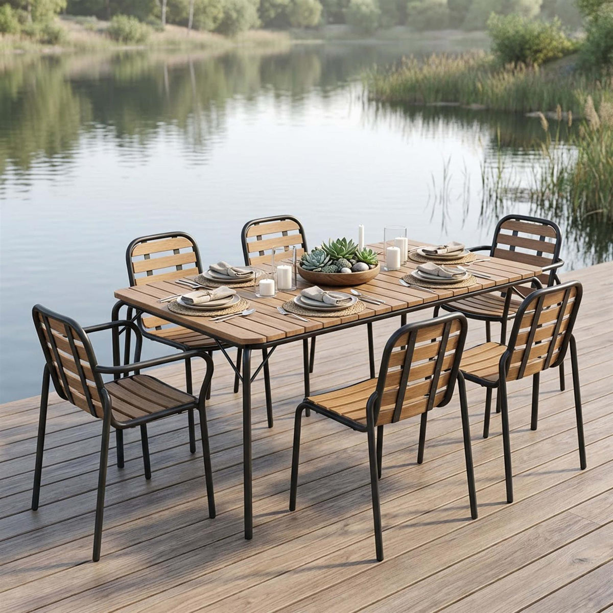 Normann Copenhagen Vig Wood Garden Dining Set - Large - Curated by Holloways of Ludlow