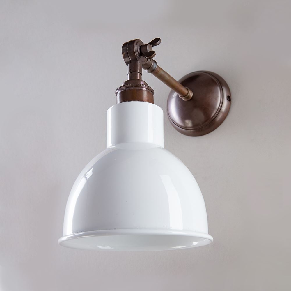 Old School Electric Churchill Wall Light : Adjustable Arm : Coloured Shades