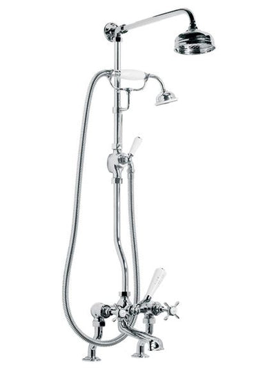 Lefroy Brooks LB1700 Classic Bath Shower Mixer with Riser, Lever Diverter, Hand Shower and 5 inch Rose Shower Head