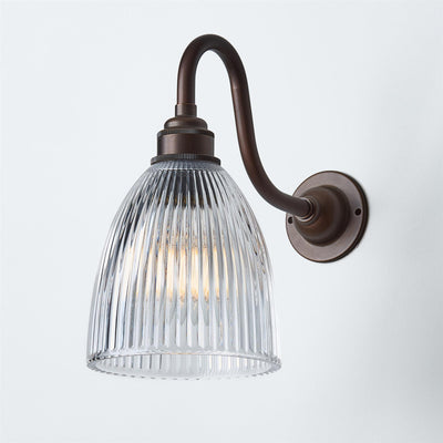 Old School Electric Elongated Prismatic Swan Arm Wall Light : Bathroom Version