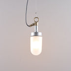 Davey Well Glass Pendant Light, Galvanised