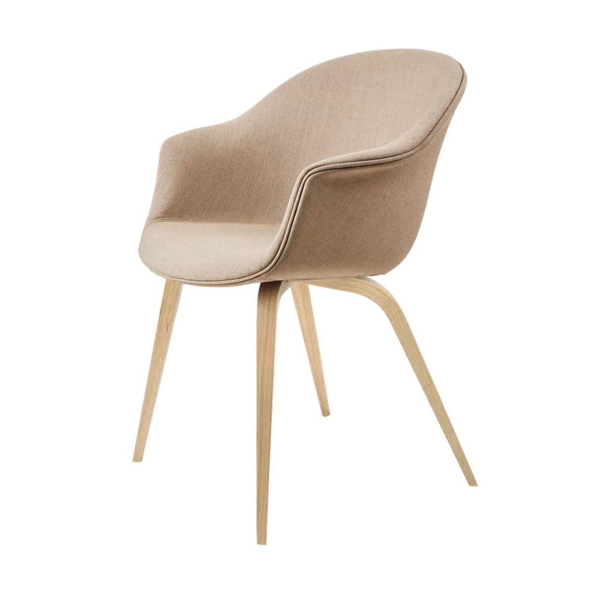 GUBI Bat Dining Chair, Fully Upholstered and Wood Base