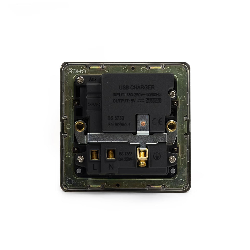 Soho Lighting Eton Collection Bronze 13A 1 Gang DP Socket with USB-A