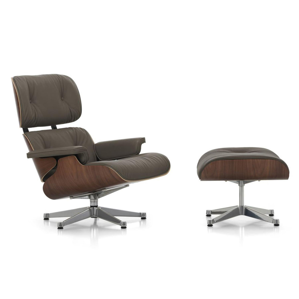 Vitra Eames Contemporary Lounge Chair and Footstool in Dark Walnut