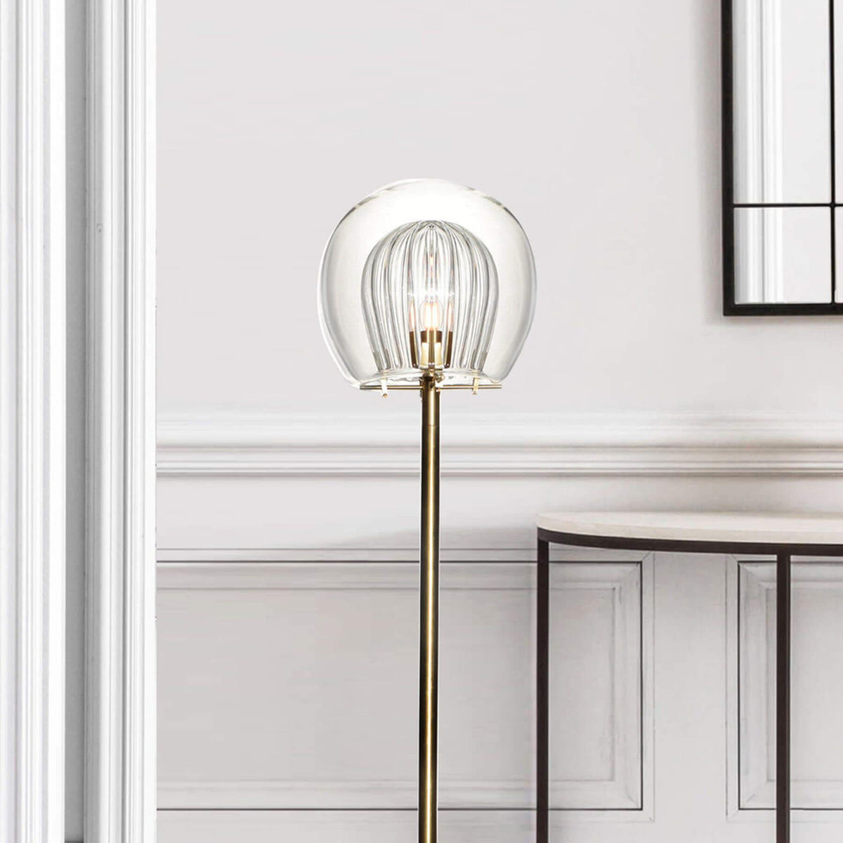 Marc Wood Pleated Crystal Floor Lamp