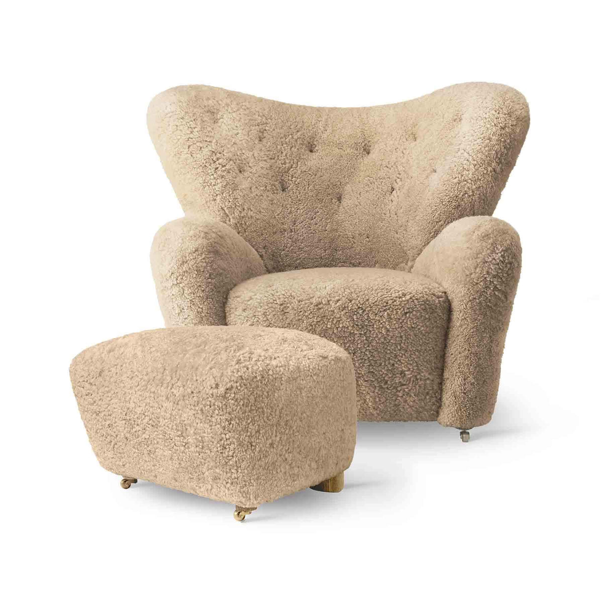 Audo Copenhagen Tired Man Sheepskin Lounge Chair with Ottoman