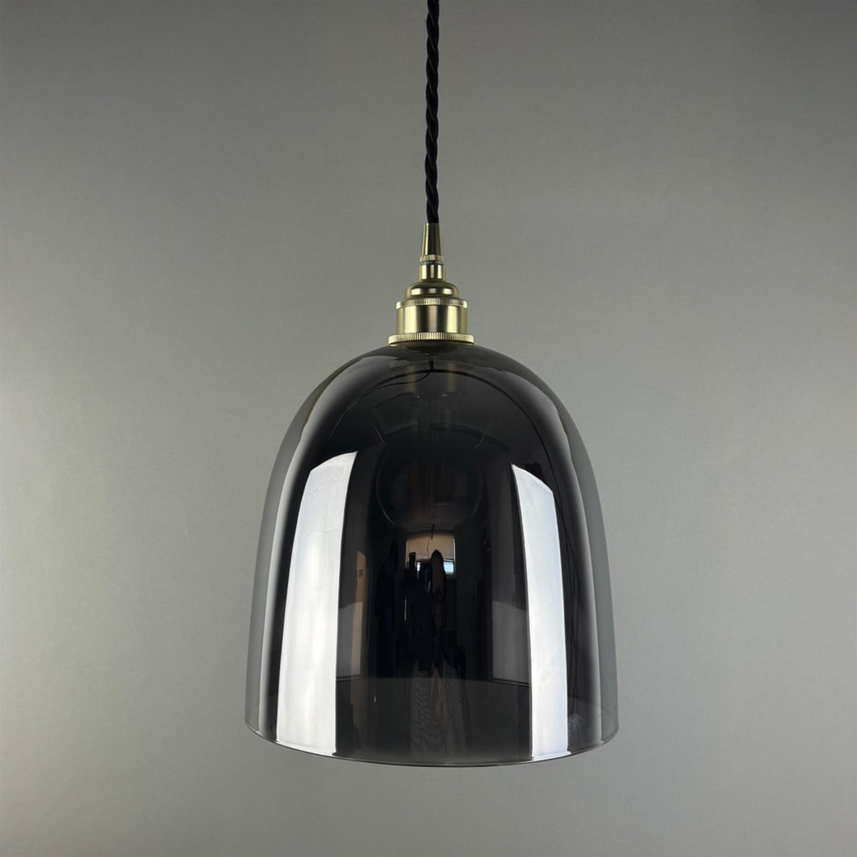 Outlet Old School Electric Bell Blown Pendant Light : Smoked
