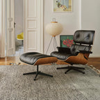 Vitra Eames Contemporary Lounge Chair and Footstool in Cherry