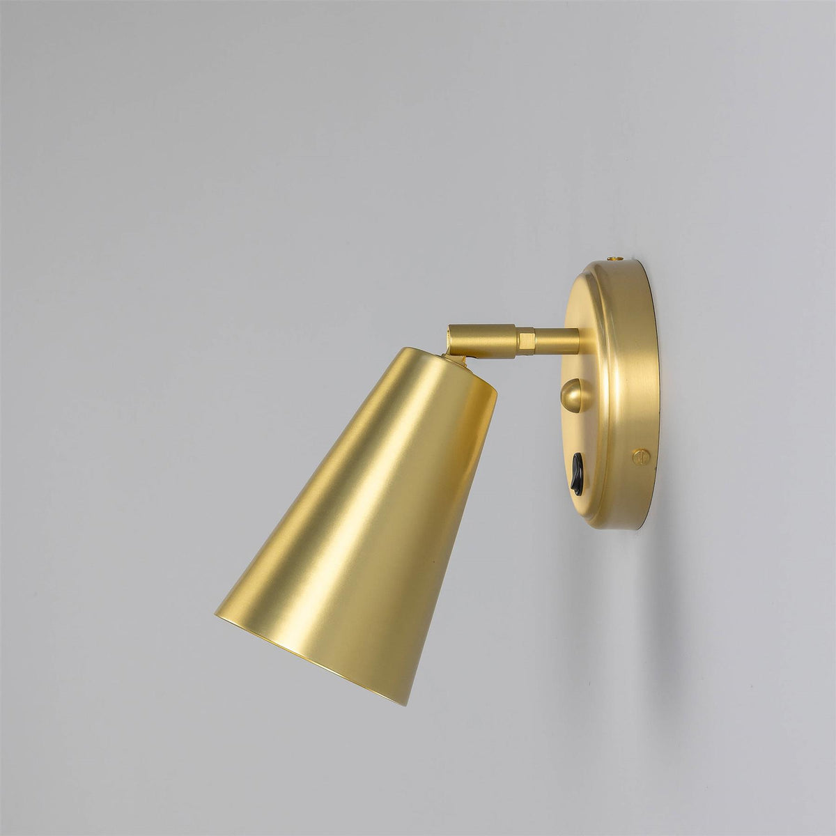 Mullan Lighting Cashel Adjustable Brass Cone Wall Light with Switch