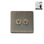 Soho Lighting Charterhouse Collection Antique Brass 2 Gang Dimming Toggle Switch