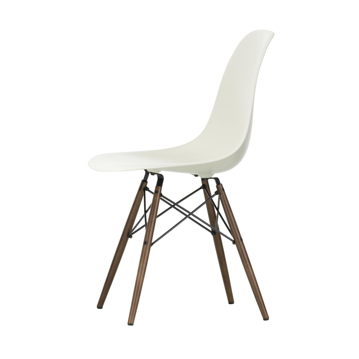 Outlet Vitra Eames RE DSW Plastic Side Chair - Dark Maple Legs, Pebble