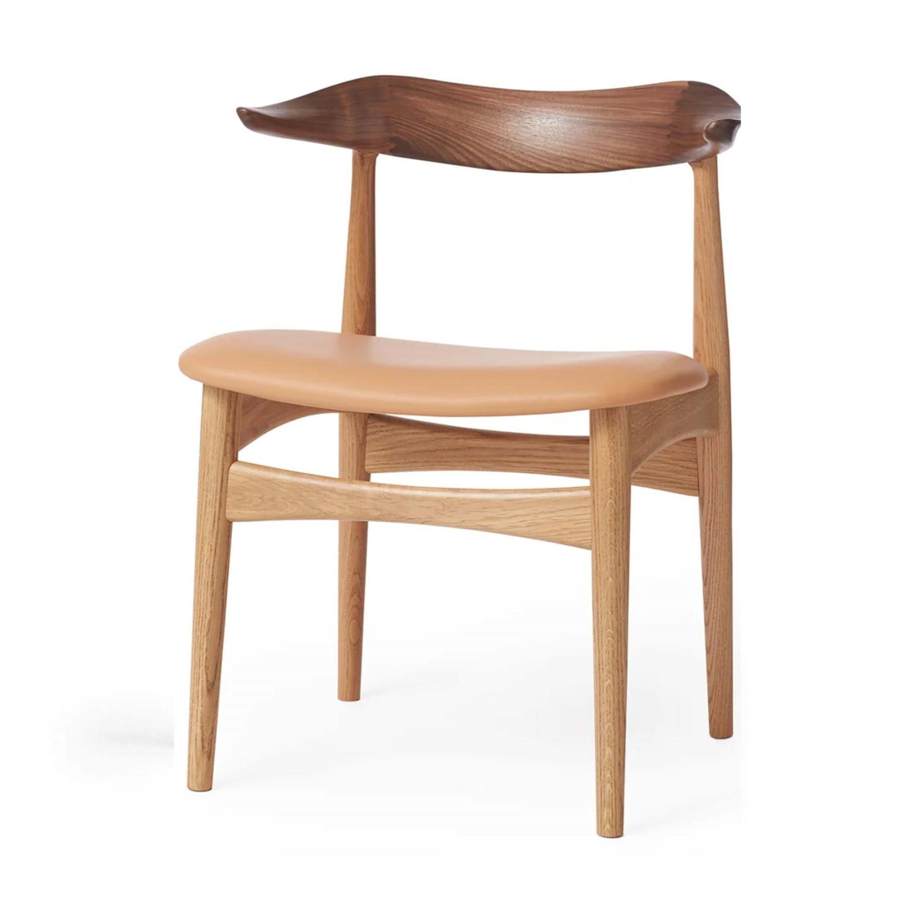 Warm Nordic Cow Horn Chair in Walnut and Oak