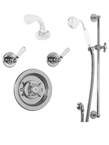 Lefroy Brooks GD8804 Godolphin Archipelago Thermostatic Shower Valve, Flow Controls, Sliding Rail and Shower Kit