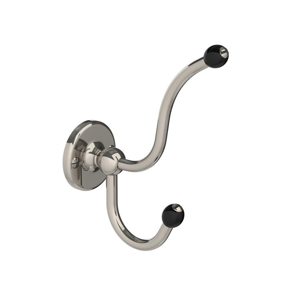 Lefroy Brooks Double Robe Hook with Black Ceramic Acorns BK4511