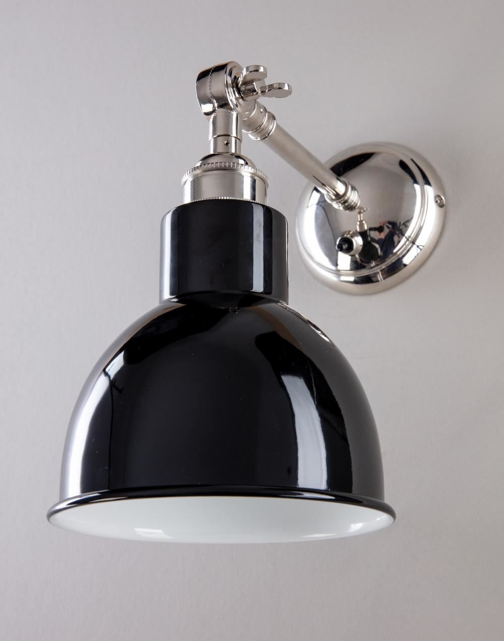 Old School Electric Churchill Wall Light : Adjustable Arm : Coloured Shades