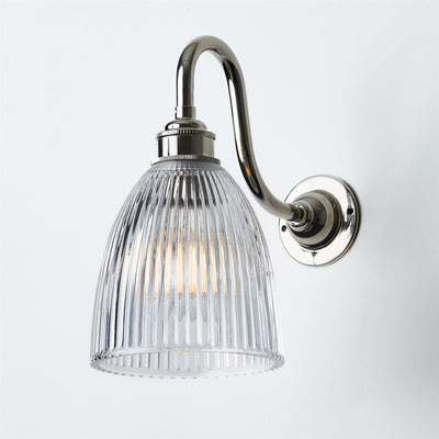 Old School Electric Elongated Prismatic Swan Arm Wall Light : Bathroom Version