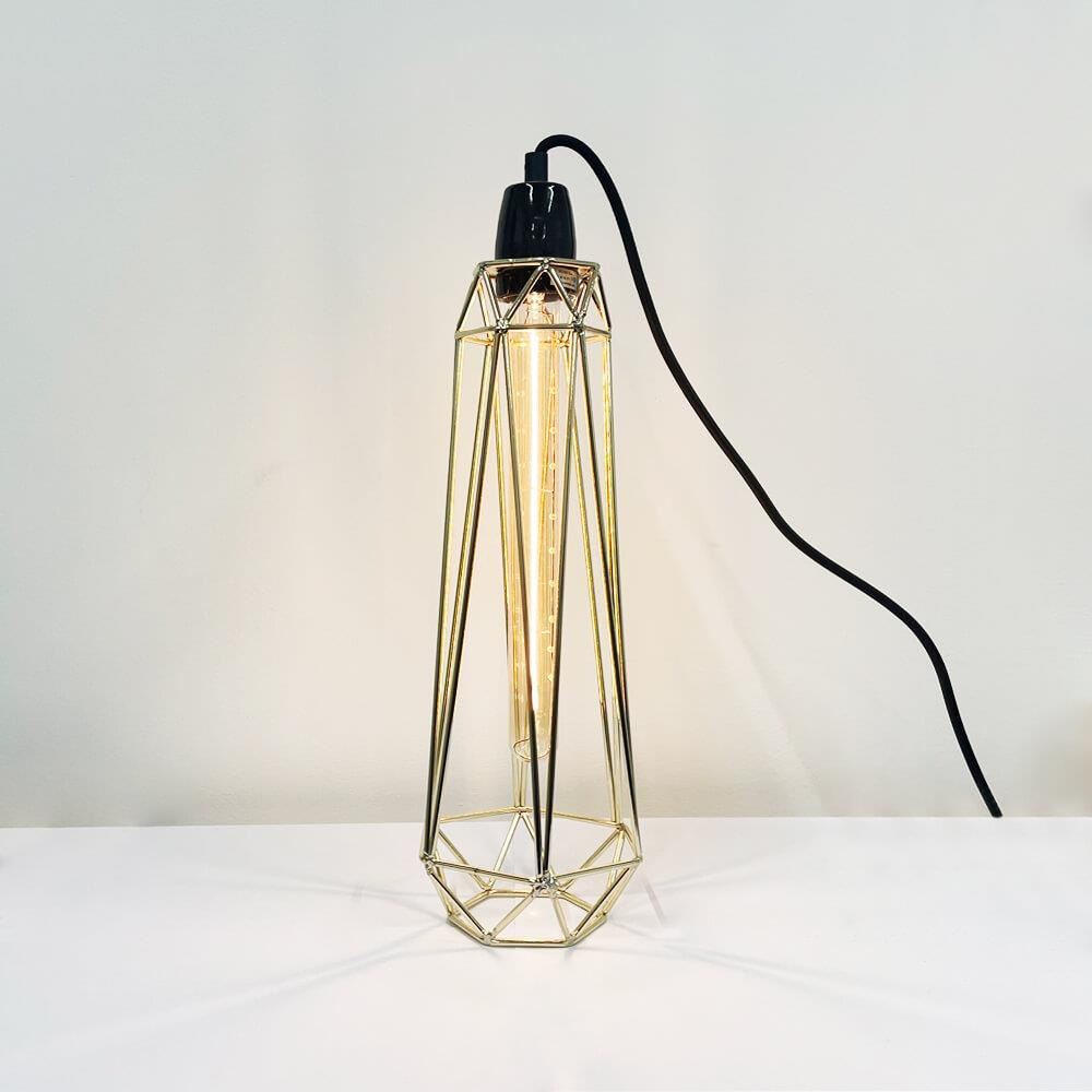 Outlet Diamond cage table lamp - Slim 2, Gold with black cable